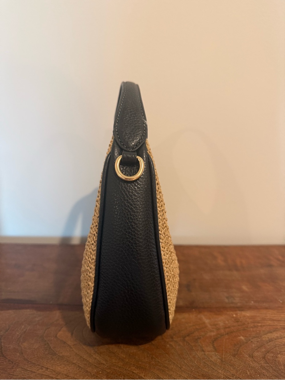 Coach Straw Crossbody Hobo with Black Trim - Picture 2 of 8